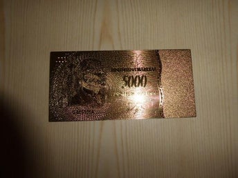 Finland 5 000 Mark Paasikivi 24k guldpläterad kuriosasedel sällsynt