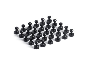 Kartnålsmagnet [Rund] - Svart - Kylskåpsmagnet - Neodym - 4 st