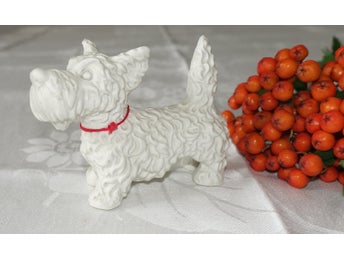 Skotsk terrier/ Figurin/ Vintage/ Schaubach Kunst/ Porslinsfigur/ Hund