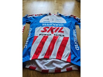 Shimano blå, vit och röd cykeltröja, storlek M