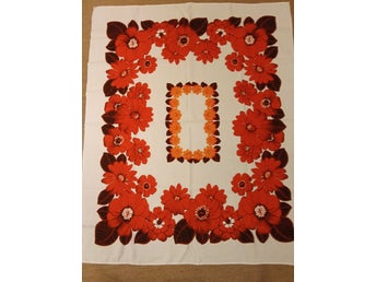 Retro bordsduk med färgglatt blommigt mönster