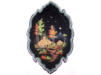 Handmade hand painted Asian countryside scenic view-ready to hang-Weight 206g