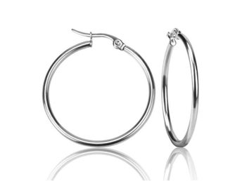 30mm creol örhängen kreol ring hoops i rostfritt 316L stål nikel free