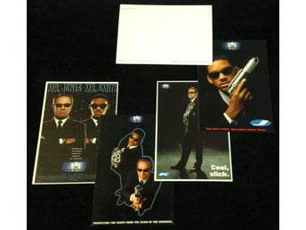 Film MEN IN BLACK - Vykort 4st Samlarobjekt Will Smith , Tommy Lee Jones