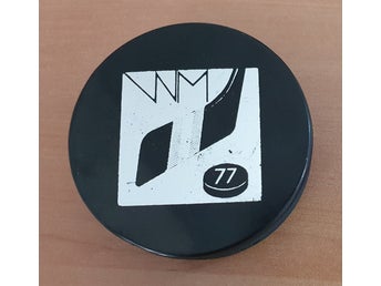 Eishockey Puck WM 1977, made in Czechoslovakia, Super Zustand