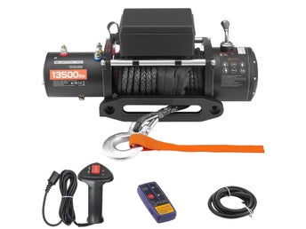 Elektrisk Vinsch 6123 kg 12V med Syntetlina och Trådlös Fjärrkontroll