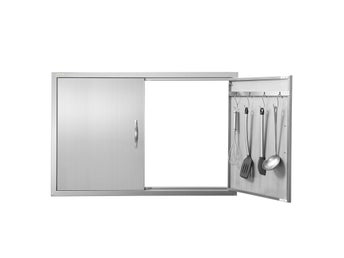 BBQ Access Door, 990x660 mm Double Outdoor Kitchen Door, Stainless Steel Flush
