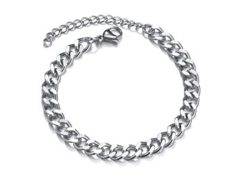 Justerbar Pansarlänk Kedjearmband Silver Kedja 7mm