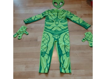 H&M grön maskeraddräkt alien utomjording rymdvarelse 98-104