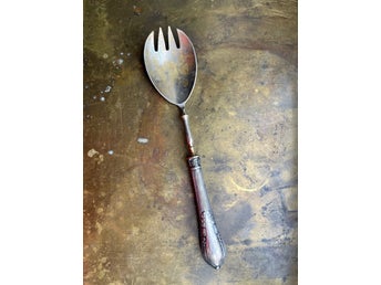1880s German Silver Salad fork, Antique silverware spoon-fork