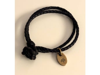 Mulberry - Vintage • Dubbelt Flätat Läderarmband - Berlock / logo i metall
