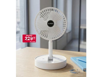 NY Kompakt, portabel USB-skrivbordsfläkt • 2000 mAh • Upp till 8 timmar drift