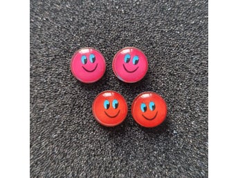 2 par smiley örhängen röd & rosa (nya)