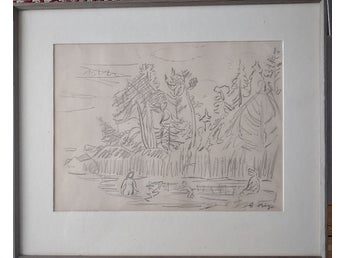 Härlig blyertsteckning, Gideon Börje, Sweden.