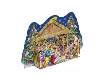 Adventskalender Glitter KRUBBA Utvikbar 35,5 cm – Stående julkrubba 24 luckor