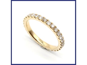 Ring, 18K guld, allians naturliga briljantslipade diamanter (0,93ct, stl 16,5mm)