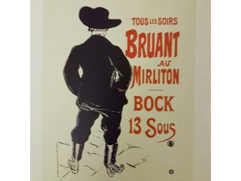 HENRI DE TOULOUSE LAUTREC - ORIGINAL MINI POSTER - 1924 - MED CERTIFIKAT - RARE!