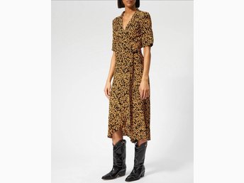 ganni goldstone crepe wrap dress