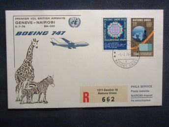 ÄLDRE FDC (KENYA 1976) BOEING 747 (GENEVE-NAIROBI