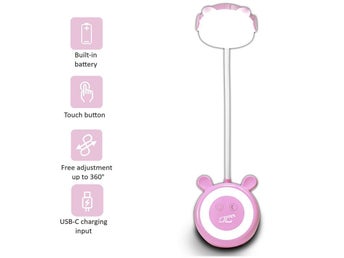 LED Teddy bear skrivbord/nattlampa 3W, 3000/4500/6000K, justerbar, 1200mAh