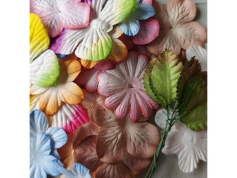 50 blommor och blad till scrapbooking och dekoration