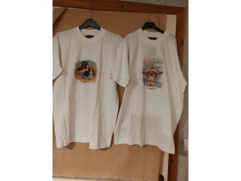 Två vita t-shirts med djurmotiv, Gambler