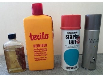 Gamla Varuförpackningar Rester - Olika Medel för Textilier - Vintage Möbeltvätt