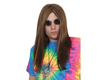 Hippieperuk Brun Dam och Herr Maskerad Halloween Ny