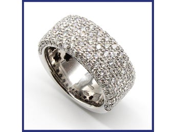 Ring, 18K vitguld, pavé, naturliga diamanter (1,54ctv, stl 16,8mm)