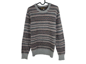 Cosby Vintage Retro 90-tal Nicy M Grårandig Tröja Jumper Storlek M