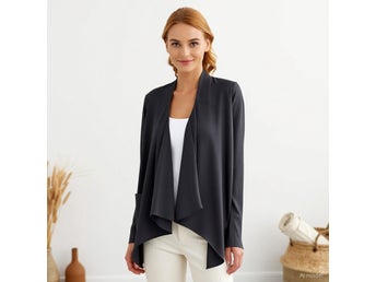 Asymmetrisk Kofta HOUSE OF LOLA Svart L/XL Stickad Lång Ärm Casual Fri frakt