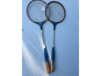 Vintage badmintonracketar i trä, 2 st