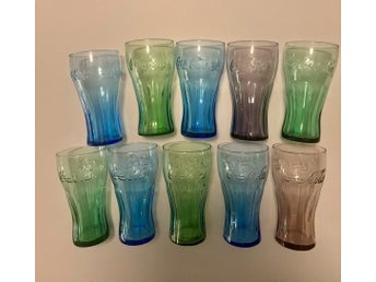Retro 10st Coca-Cola glas i olika färger