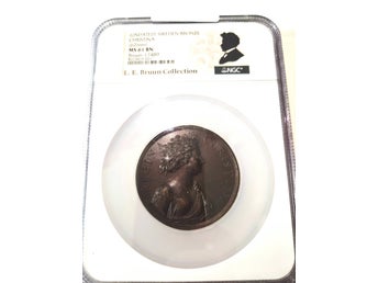 Sverige Bronsmedalj Christina (62mm) magnifikt ex NGC MS61 L.E Bruun