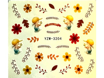 Nail art stickers Nageldekor Höst höstlöv rönnbär orange blommor naglar