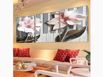 Kanvas tavla 3st 20x20cm med vackra blommor fin heminredning ...