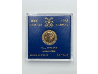 1000kr Minnesmynt Guld 1988 - Nya Sverige Delaware