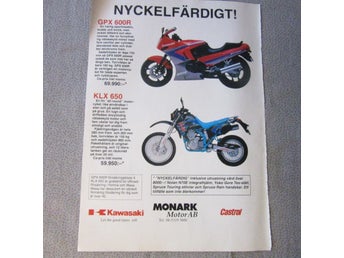 Kawasaki GPX600R GPX600 KLX650 1994 Reklam annons