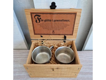 Scandia Tenn Pewter Punch Cups F10 – Pair with Wooden Box