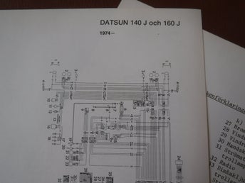 Elschema till Datsun 140J och 160J, 1974.