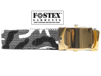 Fostex Urban Canvas Web Belt with Gold Buckle 130cm - Camo Bä Guld Spänne