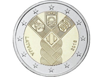 2018 Lettland, 2 euro-100-årsjubileum av de baltiska staternas självständighet