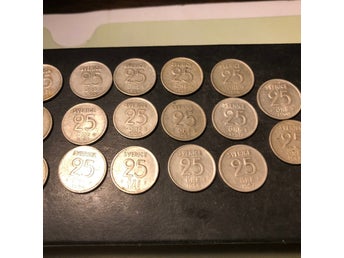 Gustaf VI Adolf 17x25 öres silvermynt [1952-1961] Olika mynt per årtal.