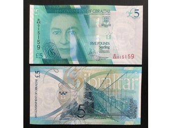Gibraltar 5 pounds sedel 2020 ovikt/UNC P-42 Queen Elizabeth II