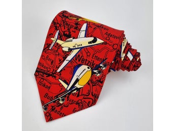 ÄKTA Dolce & Gabbana peekaboo Slips Siden Silke Sidenslips Röd Flygplan Pilot
