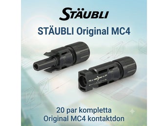 Stäubli Original MC4 kontakter för solpaneler, 20 par, DZER6 dragavlast