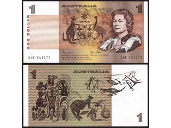1982-1984 Australia, $1 One Dollar, Johnston Stone, Pick-42d, UNC