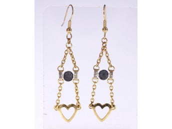 Vintage heart detail drop earrings-handmade UK circa 1970s-Weight 3.3g-FREE POST
