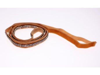 Vintage brown velvet material slim belt inset with clear stones-circa 1980s