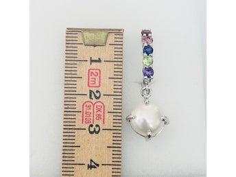 Äkta ädelstenar Creol Örhängen i Sterling Silver 925 dekorerad med vatten pärla